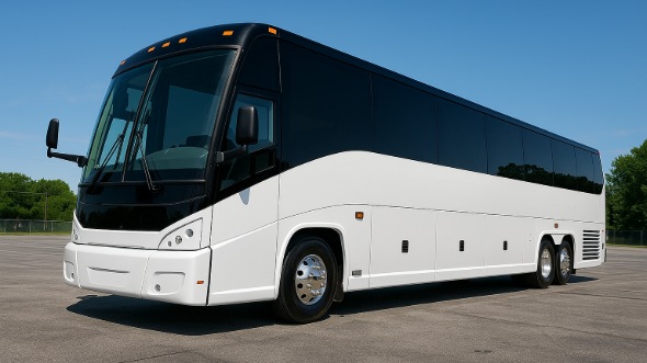 Exterior of Charter Bus Company Berwyn's 54 Passenger Charter Bus in Berwyn
