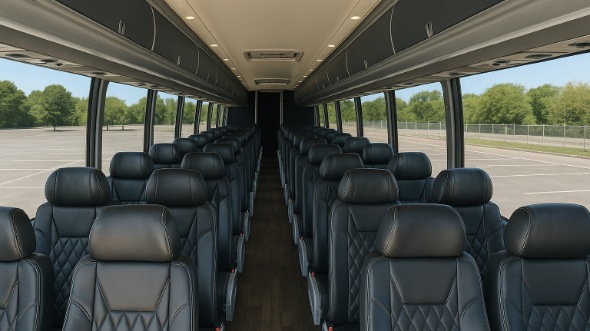 Interior of Charter Bus Company Berwyn's 54 Passenger Charter Bus in Berwyn