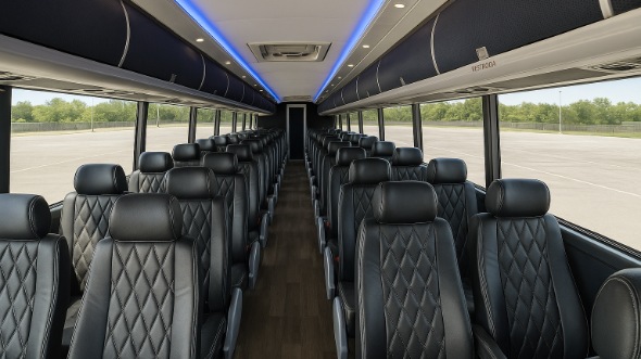 Interior of Charter Bus Company Berwyn's 56 Passenger Charter Bus in Berwyn