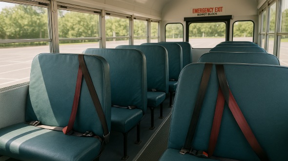 Interior of Charter Bus Company Berwyn's School Bus in Berwyn
