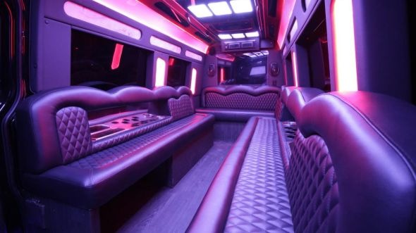Interior of Charter Bus Company Berwyn's Sprinter Limo in Berwyn